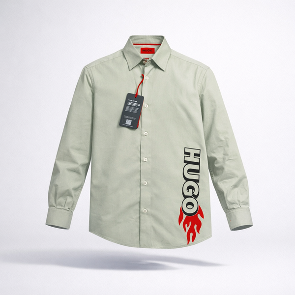 Hugo Flame Graphic Sage Shirt