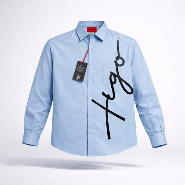 Hugo Script Sky Blue Shirt