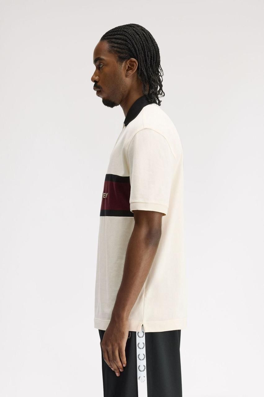 Heritage Stripe Polo – Ivory & Burgundy Signature Edition